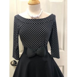 *Loulou Top  noir a pois blanc